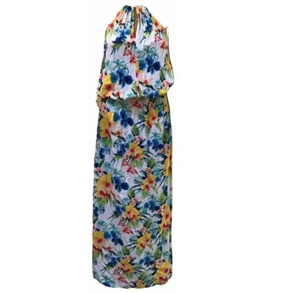 TOMMY BAHAMA White Green Tropical Floral Print Maxi Tank Tie Beachy Dress S - Picture 10 of 10